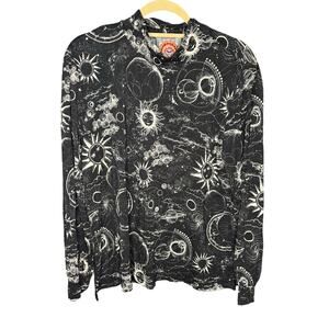 Johnny Was The Janie Favorite Puff Sleeve Mock Neck Celestial Shirt Size L